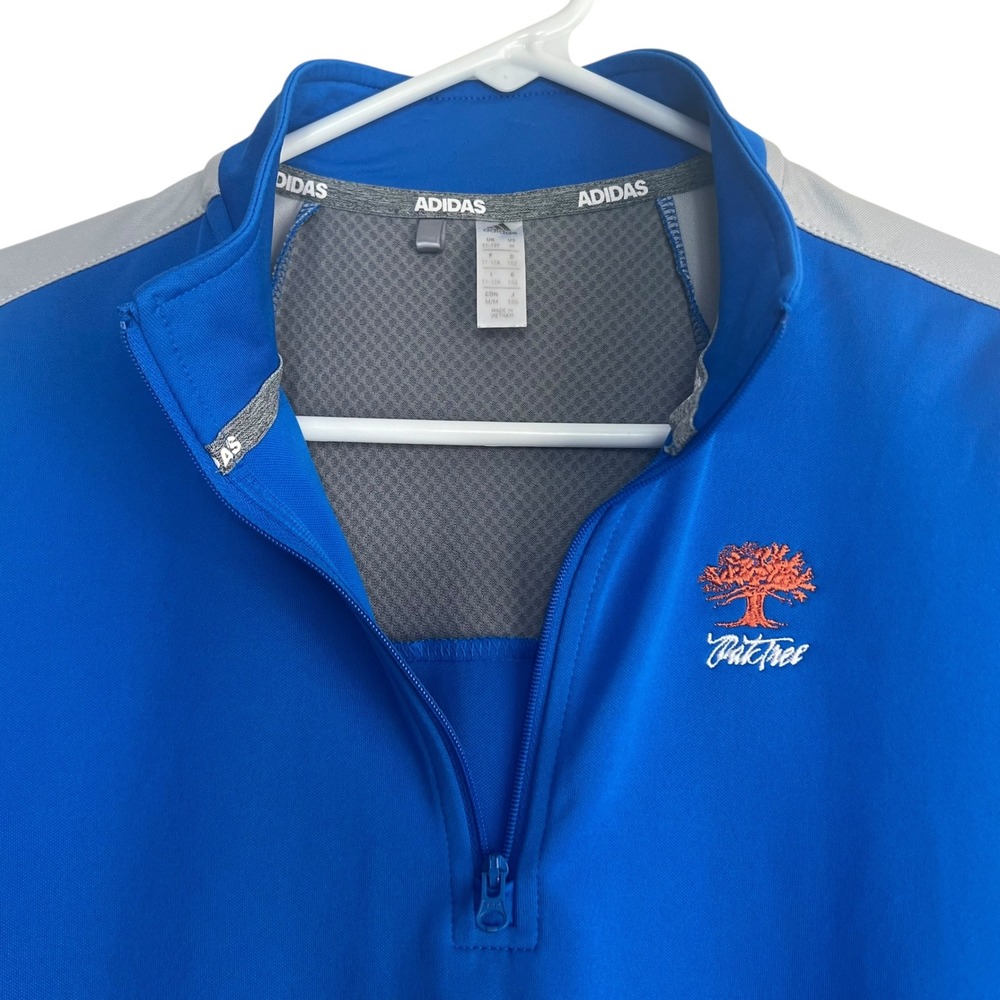 Adidas Kid Quarter Zip Pullover Long Sleeve Blue Oak Tree Logo Athletic M 11-12Y - Picture 7 of 10